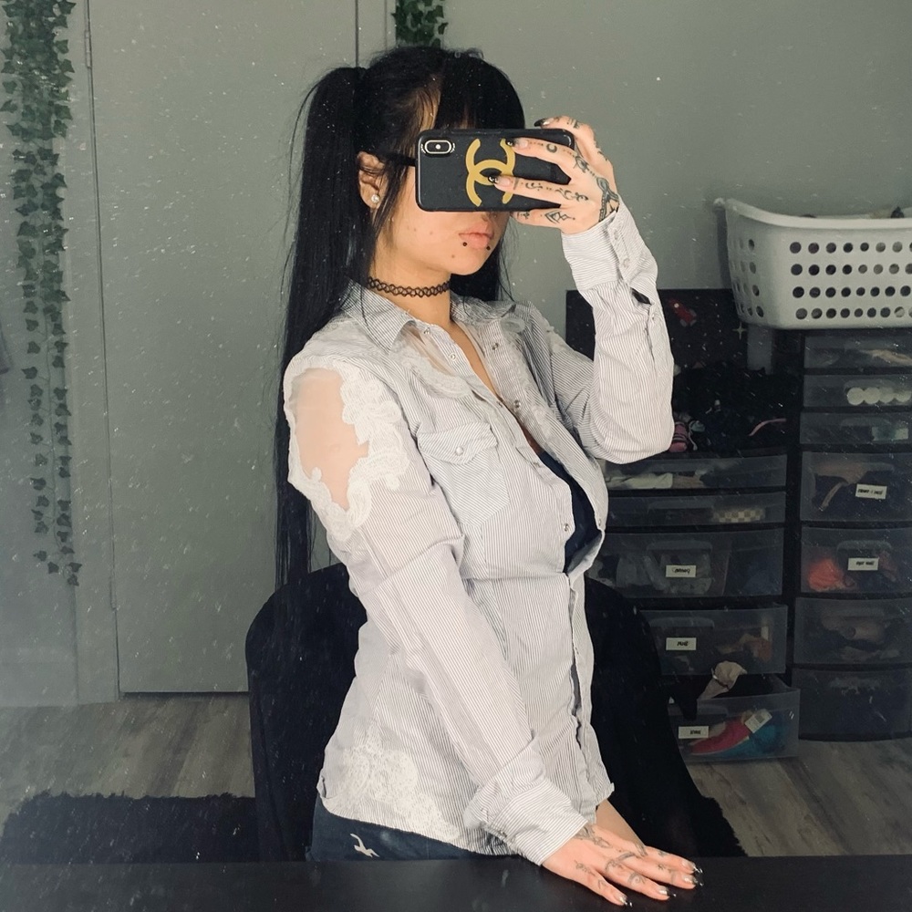 Cute striped button down top